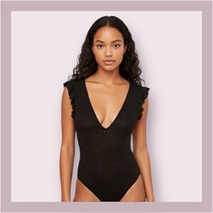 Out From Under Black Ruffle Bodysuit